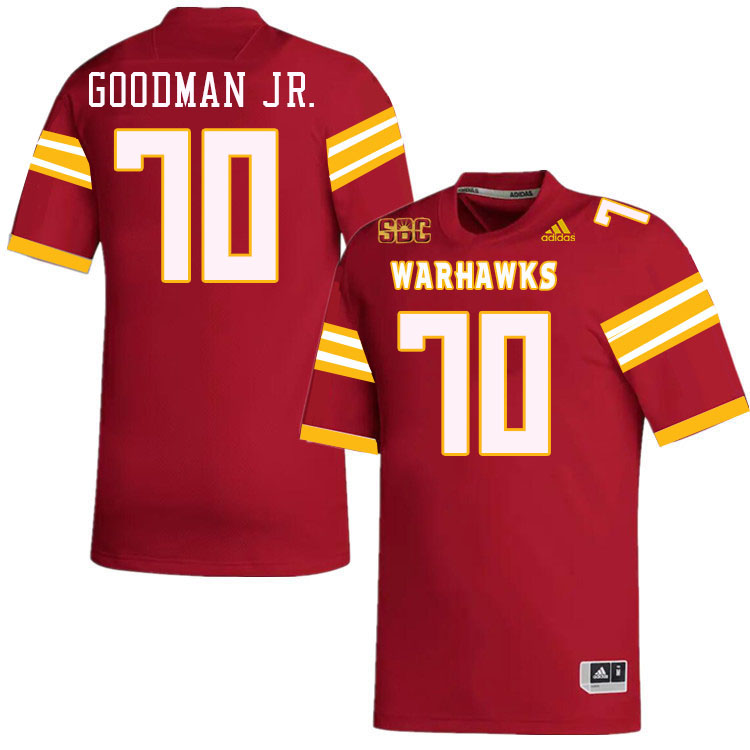 #70 John Curtis Goodman Jr. Louisiana-Monroe Warhawks College Football Jerseys Stitched-Red